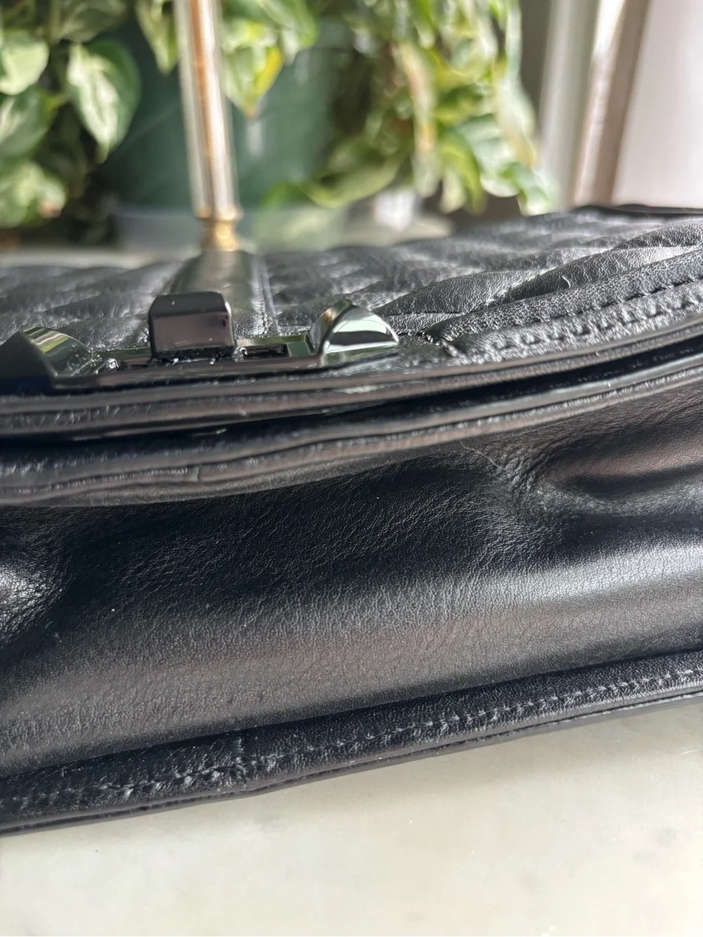 Rebecca Minkoff Black Jumbo Love Quilted Leather Shoulder Bag with Turn-Lock - Picture 11 of 16